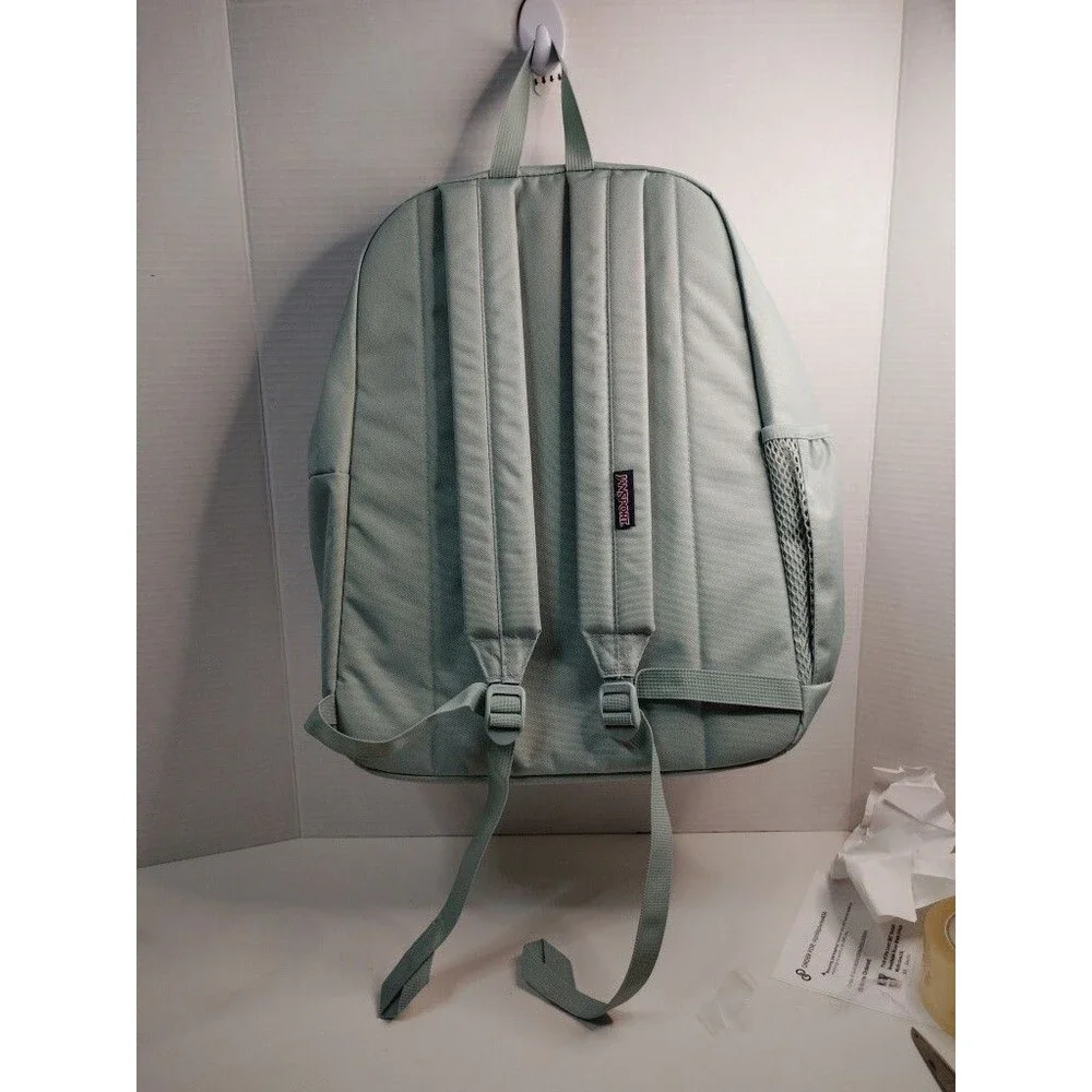 JanSport Green Solid Unisex Kids Backpack Zip, Outer Pockets, Adjustable Straps